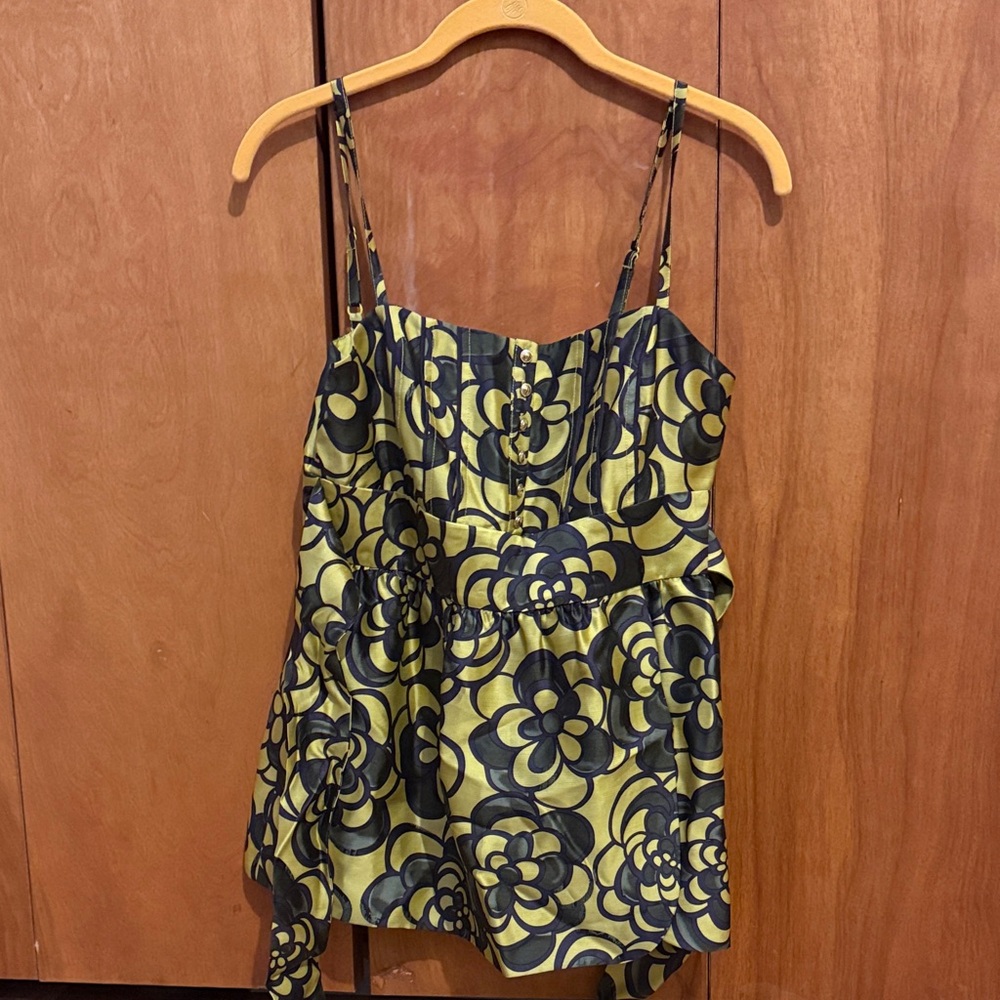 Juicy Couture Yellow and Black Floral Camisole